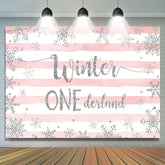 Lofaris Striped And Pink Winter 1 Decland Birthday Backdrop
